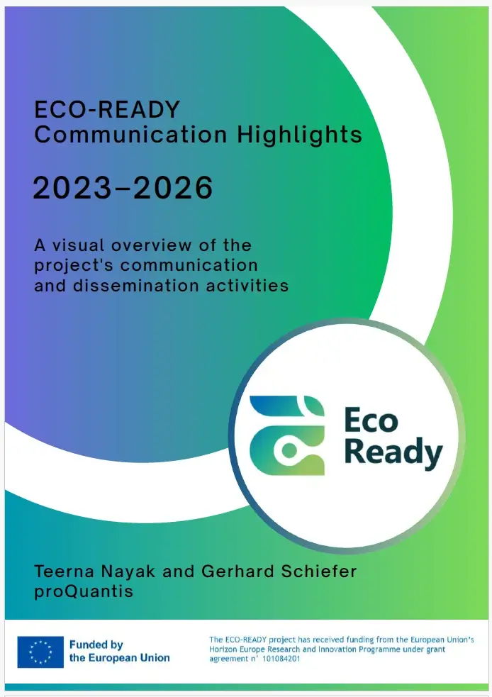 ECO-READY Communication Highlights 2023-2026: A visual overview of the project's communication and dissemination activities cover